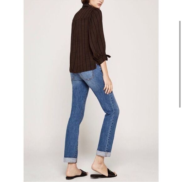 BCBGeneration Striped Puff Sleeve Top Size Small - Picture 3 of 9